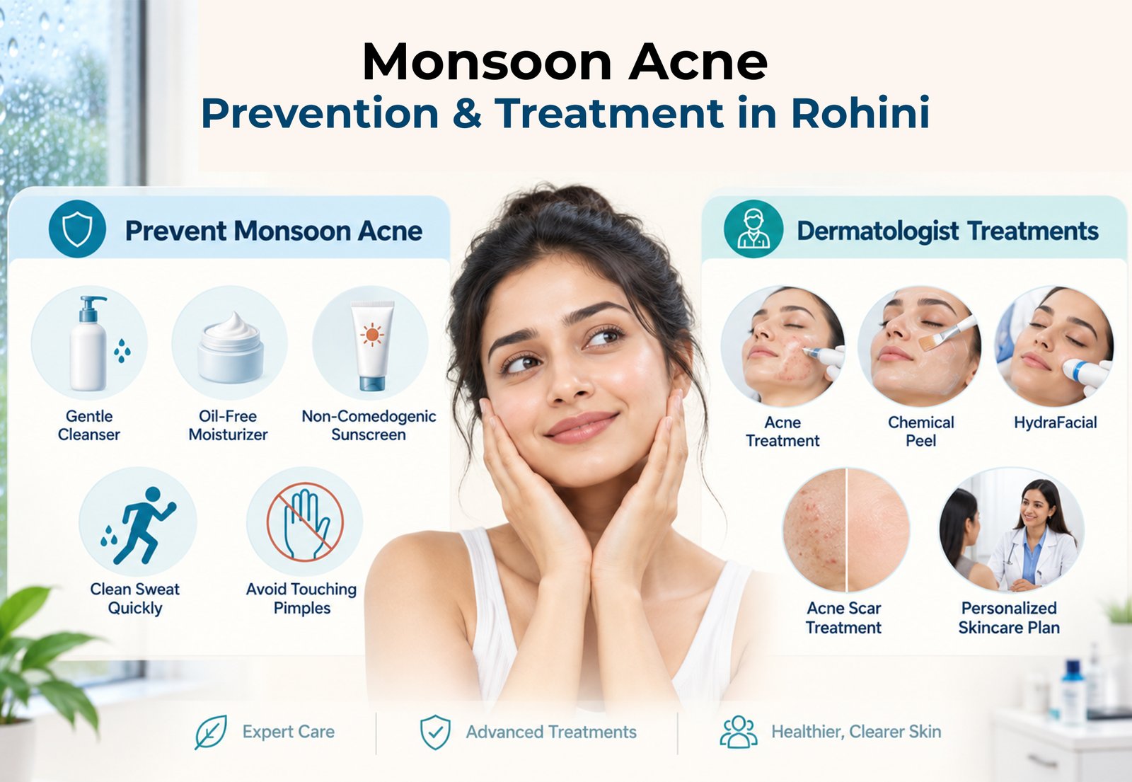 Dermatologist examining dry skin during consultation in Rohini